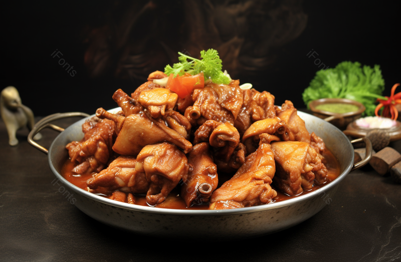 美味香辣卤制铁锅炖美食静物摆盘摄影,高清,摄影图,摄影图片,图片大全,摄影图免费下载